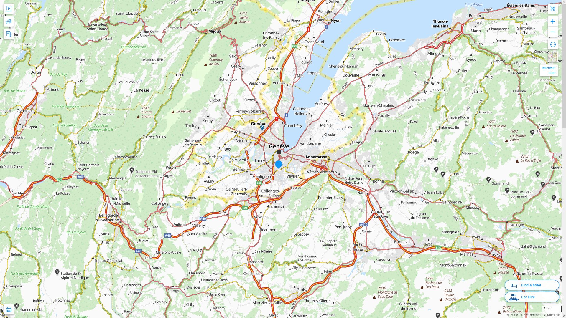 Carouge Suisse Autoroute et carte routiere